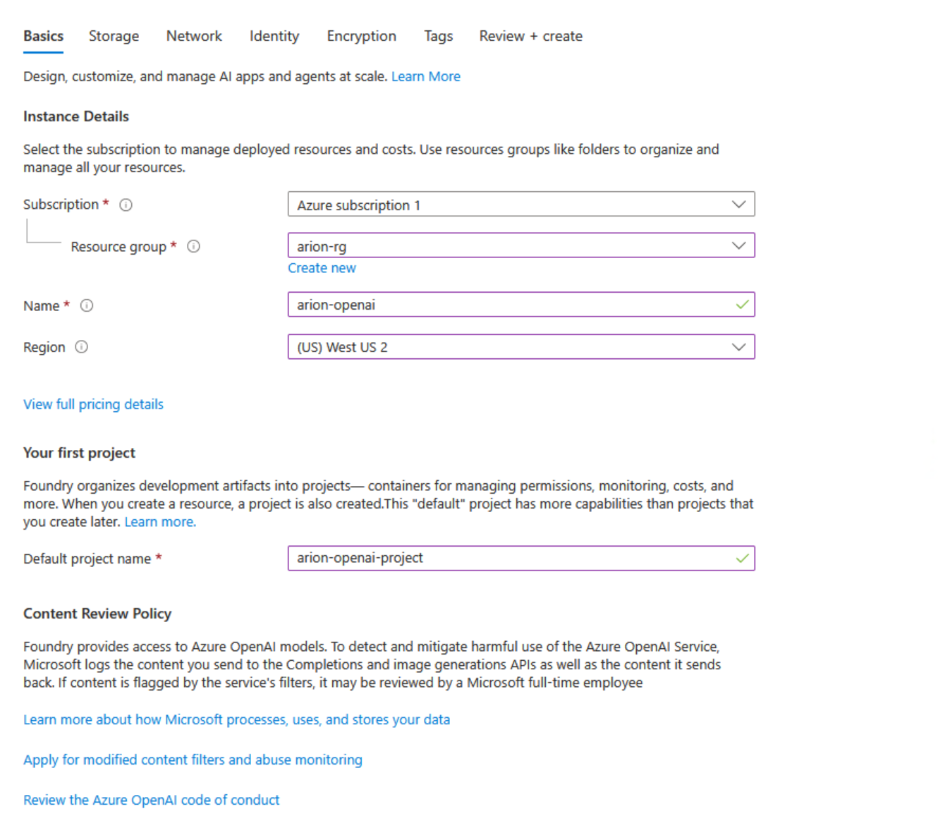 Create Azure OpenAI resource