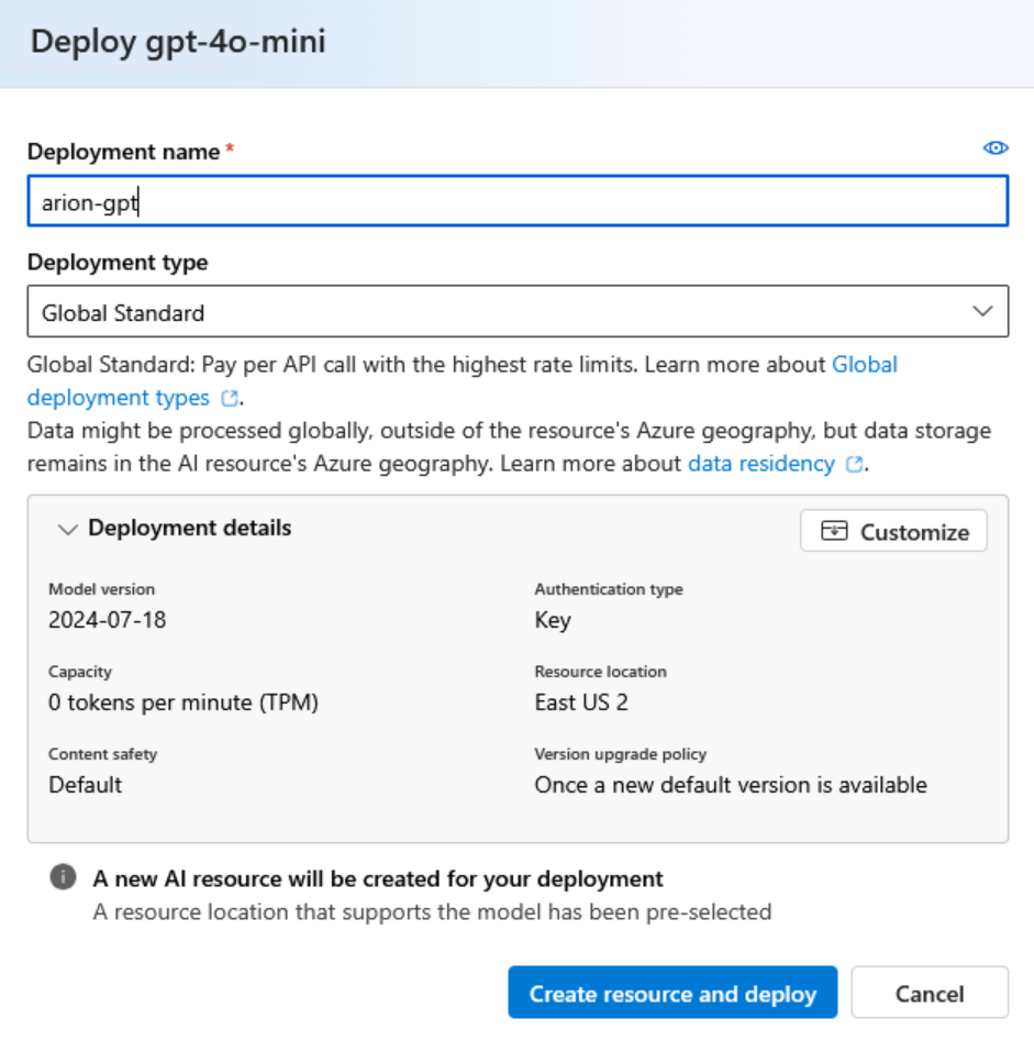 Deploy Azure OpenAI model
