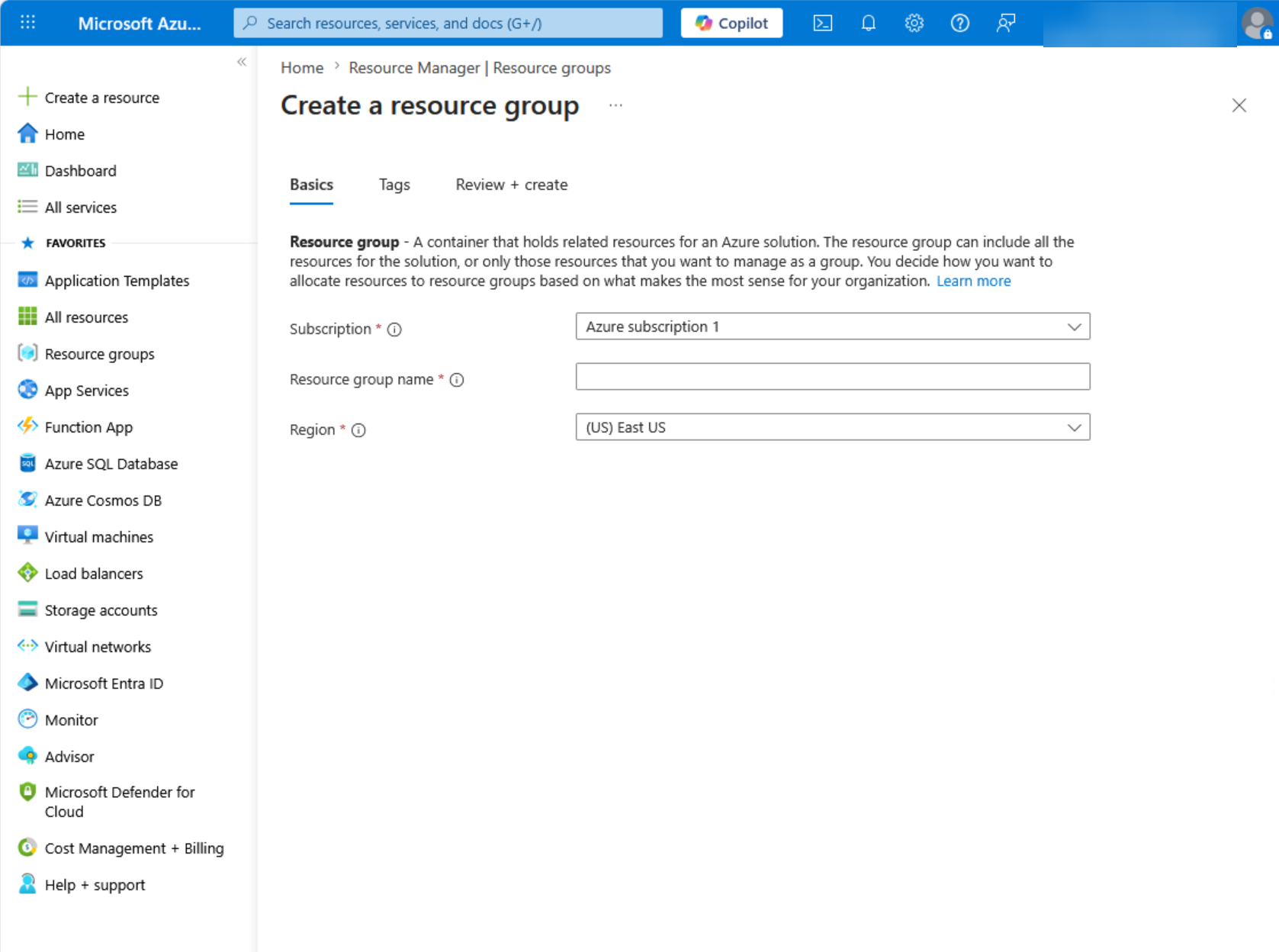 Create a resource group