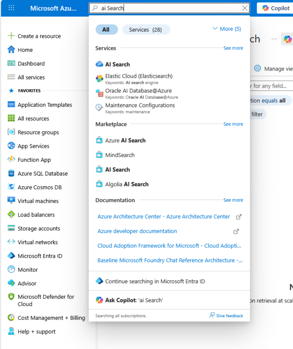 Azure Search for AI Search